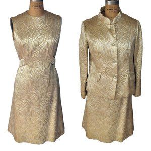 Vintage 60s Vintage Metallic Gold Dress Jacket